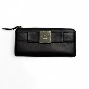 Kate Spade Primrose Hill Layton Leather Wallet Silver Hardware black & white